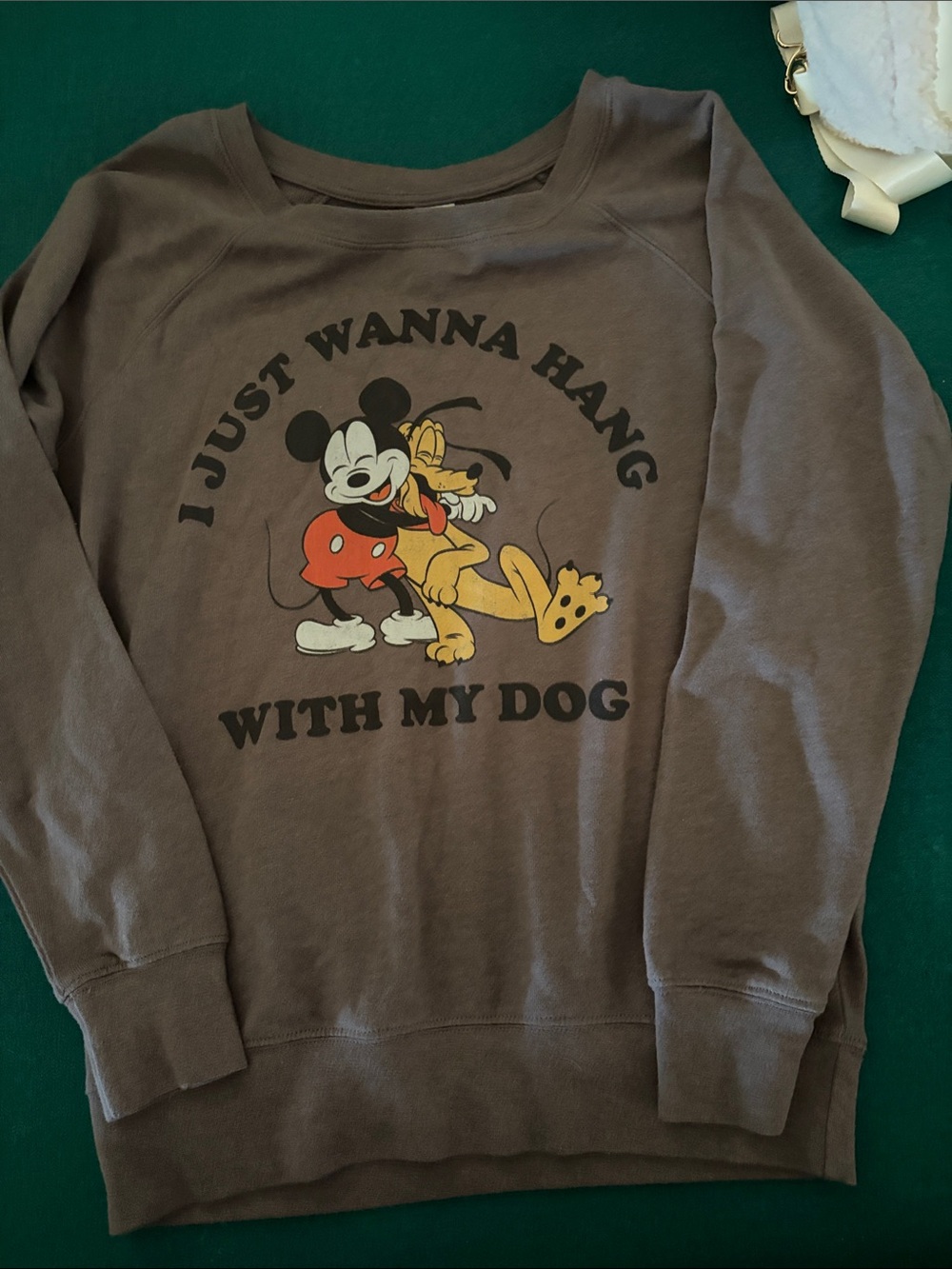 Disney Brown Pullover Sweatshirt with Mickey & Pluto Graphic